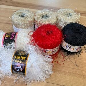 Fun Fur Knitting & Crochet Yarn Bundle of 7